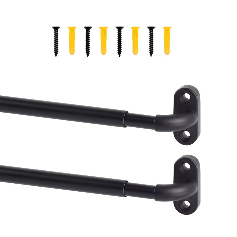 TYRON TYRON TYRON 2 Pack Screwed Sash Curtain Rod Adjustable 8-12 Inch  3/8 In. Diameter  Mini Sidelight Window Rod (Black) - Image 1